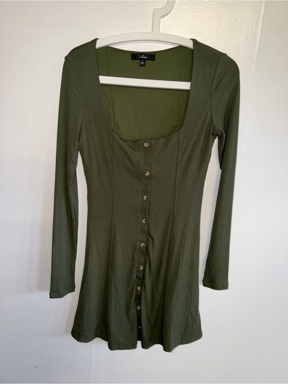 Lulu's Olive Green Scoop Neck Mini Dress